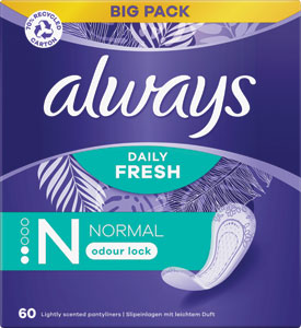 Always intímne vložky Normal Fresh & Protect 60 ks - always slipové vložky 100 % Organic Cotton Normal 38 ks | Teta drogérie eshop