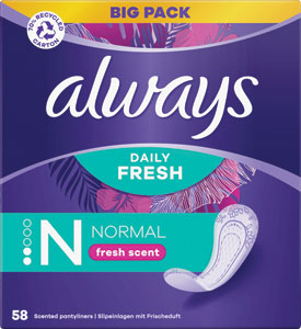 Always intímne vložky Normal Fresh & Protect 58 ks - Always inkontinenčná intímka Long 24 ks | Teta drogérie eshop