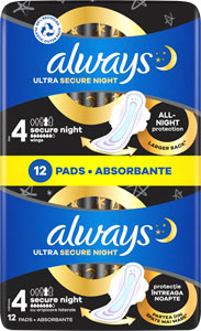 Always Ultra hygienické vložky Secure Night 12 ks