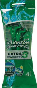 Wilkinson pohotový holiaci strojček Extra3 Sensitive 4 ks - 4ward jednorazový holiaci strojček s 3 čepieľkami 5 ks | Teta drogérie eshop