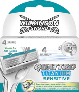 Wilkinson náhradné holiace hlavice Quattro Titanium 2 ks - Gillette Mach3 START strojček + 3 hlavice  | Teta drogérie eshop