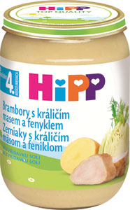HiPP Zemiaky s králičím mäsom a feniklom 190 g - Sunar príkrm Bio zelenina, pražma kráľovská, olivový olej 190 g | Teta drogérie eshop