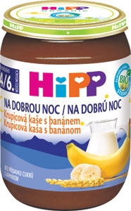 HiPP BIO Na dobrú noc Krupicová kaša s banánom 190 g
 - Hami mliečna kaša krupicová banánová s broskyňou na dobrú noc 225 g | Teta drogérie eshop