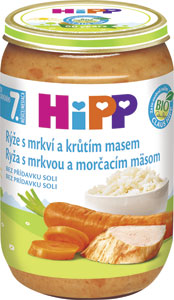 HiPP BIO Ryža s mrkvou a morčacím mäsom 220 g - Sunar príkrm Bio zelenina, pražma kráľovská, olivový olej 190 g | Teta drogérie eshop