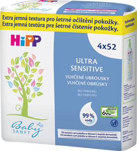 HiPP Babysanft Čistiace vlhčené obrúsky SENSITIVE 4x52 ks