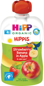HiPPis BIO 100% ovocie Jablko-Banán-Jahoda 100 g - Hami ovocná kapsička Ovocný kokteil 100 g, 6+ | Teta drogérie eshop