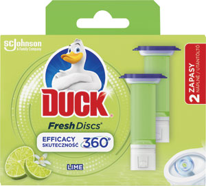Duck Fresh Discs čistič WC duo náhradná náplň Limetka 2 x 36 ml - Q Power náhrada do wc závesu s vôňou orgována 40 g | Teta drogérie eshop