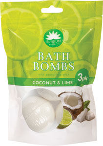 Elysium Spa šumivá guľa do kúpeľa s vôňou kokosu a limetky 3 x 50 g - Ezo vonná kúpeľová soľ Aloe vera a zelený čaj 650 g | Teta drogérie eshop