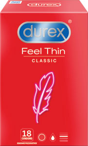 Durex kondómy Feel Thin Classic 18 ks - You & me lubrikované kondómy Strawberry 3 ks | Teta drogérie eshop