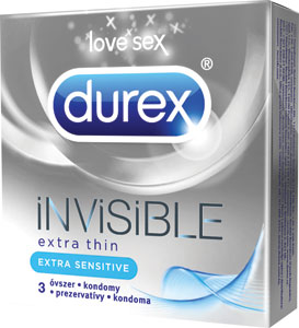 Durex kondómy Invisible 3 ks - Lactacyd intímny lubrikačný gél Comfort Glide 50 ml | Teta drogérie eshop
