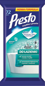 PRESTO vlhč.utierky (72ks/FOL) kúpeľňa - Method čistič na sklo Mint  828 ml | Teta drogérie eshop