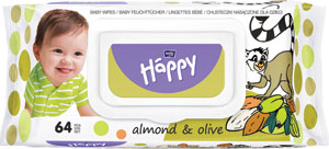 Happy vlhčené obrúsky mandle a olivy 64 ks - Pampers Wipes vlhčené utierky Harmonie aqua 192 ks | Teta drogérie eshop