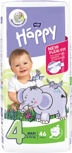 Happy detské plienky Maxi 46 ks - Pampers Active baby detské plienky veľkosť 4 180 ks 9-14 kg | Teta drogérie eshop