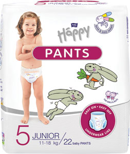 Happy detské plienkové nohavičky Junior 22 ks - Pampers Night Pants plienkové nohavičky veľkosť 6 19 kg | Teta drogérie eshop