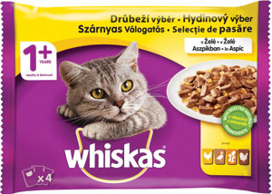 Whiskas kapsička Hydinový výber v želé 4x100 g