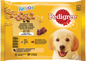 Pedigree kapsičky pre šteňatá, s kuracím a hovädzím a ryžou v želé 4 x 100 g