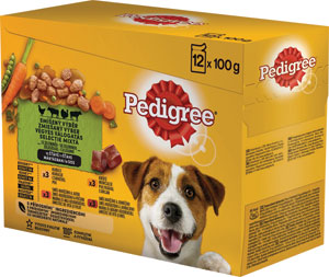 Pedigree kapsičky pre dospelých psov, mäsový výber so zeleninou v šťave 12 x 100 g