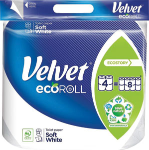 Velvet toaletný papier White eco 3-vrstvový 4 ks - Teta drogérie eshop