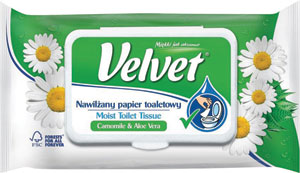 Velvet vlhčený toaletný papier Camomille 42 ks - Q-Soft vlhčený toaletný papier s vôňou harmančeka 60 ks | Teta drogérie eshop