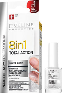 Eveline Nail Therapy Total Action 8v1 výživa na nechty Silver Shine 12 ml - Teta drogérie eshop