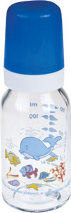 Canpol dojčenská fľaša sklo dekor 120 ml 3 m+