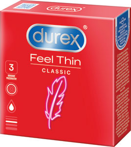 Durex kondómy Feel Thin Classic 3 ks - You & me lubrigačný gél Strawberry 150 ml | Teta drogérie eshop
