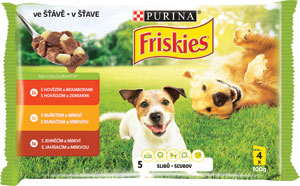 Friskies Pes Vitafit výber s hovädzím, kuraťom a jahnacím v štave 4x100 g