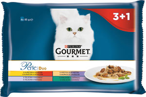 Gourmet Perle Gravy Delight Multipack s kuraťom a s hovädzím v ochutených omáčkach 4x85 g