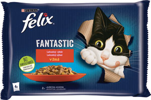 Felix Fantastic s hovädzím a kuraťom v želé 4 x 85 g - Felix Fantastic s lososom a platesou v želé 4 x 85 g | Teta drogérie eshop