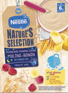 Nestlé Nature’s Selection mliečna obilná kaša Malina Banán 250 g