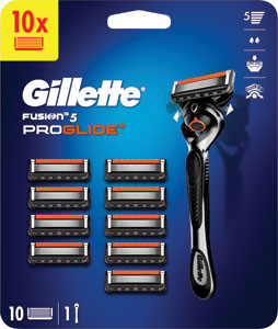 Gillette Fusion Proglide strojček + 10 hlavíc - Gillette Mach3 8NH +gél NH Extra Comfort | Teta drogérie eshop