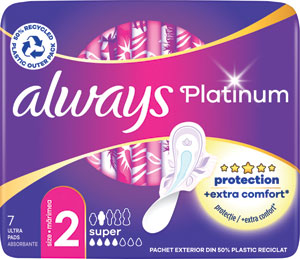 Always Platinum hygienické vložky Super 7 ks - Teta drogérie eshop