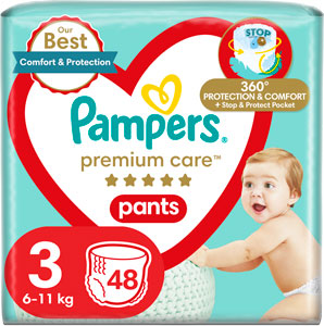 Pampers Premium pants plienkové nohavičky S3 48 ks 6-11 kg