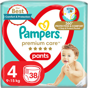 Pampers Premium pants plienkové nohavičky S4 38 ks 9-15 kg