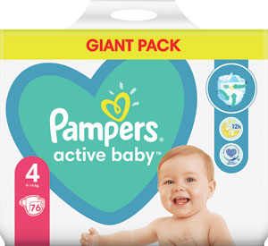 Pampers Active baby detské plienky veľkosť 4 76 ks - Happy Mimi Flexi Comfort detské plienky 2 Mini Jumbo balenie 90 ks | Teta drogérie eshop
