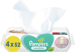 Pampers Wipes vlhčené utierky Sensitive 208 ks (4 x 52 ks)