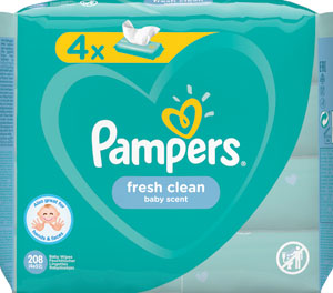 Pampers Wipes vlhčené utierky Fresh clean 208 ks (4 x 52 ks)