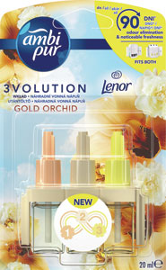 Ambi Pur 3VOL náhradná náplň Lenor Gold Orchid 20 ml - Air Wick elektrický osviežovač vzduchu strojček a náplň Biele Kvety 19 ml | Teta drogérie eshop