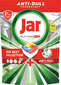 Jar Platinum tablety do umývačky riadu Plus 34 ks - Jar Platinum Plus tablety do umývačky riadu Cool Blue 56 ks | Teta drogérie eshop