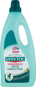 Sanytol dezinfekcia čistič podlahy a plochy 4 účinky s vôňou limetky 1 l - Cif univerzálny dezinfekčný sprej Disinfect & Shine 750 ml | Teta drogérie eshop