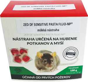 RATREX ZED DF SENSITIVE PASTA FLUO-NP® mäkká nástraha 150 g - Protect extrudovaná kocka na myši a potkany | Teta drogérie eshop