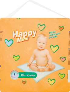 Happy Mimi detské prebaľovacie podložky 60x60cm 10 ks - Bel Baby detské vatové tyčinky 60 ks | Teta drogérie eshop