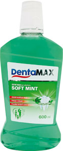 DentaMax Soft Mint ústna voda bez alkoholu 600 ml - Listerine ústna voda Coolmint Mint 500 ml  | Teta drogérie eshop