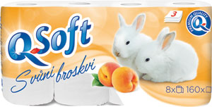 Q-Soft toaletný papier s vôňou broskýň 3-vrstvový 8 ks