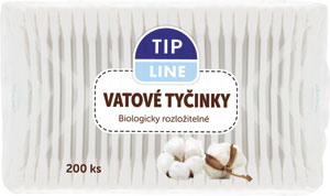 Tip Line vatové tyčinky biologicky rozložiteľné 200ks (sáčok) - Bella Cotton hygienké vatové tyčinky BIO 300 ks | Teta drogérie eshop