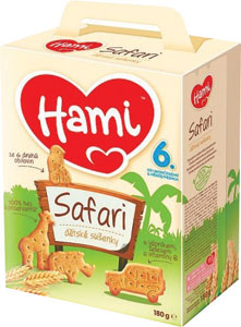 Hami detské sušienky Safari 180 g, 6+ - Nestlé Ovocno-obilná tyčinka Hrozno Banán Jablko Čucoriedka Čierne ríbezle 25 g | Teta drogérie eshop
