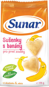 Sunar sušienky s banánmi 175 g  - Nestlé Ovocno-obilná tyčinka Hrozno Banán Jablko Čucoriedka Čierne ríbezle 25 g | Teta drogérie eshop