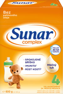 Sunar pokračovacie mlieko complex 4 600 g - Sunar batoľacie mlieko Complex 3 vanilka 2x 300 g (600 g) | Teta drogérie eshop