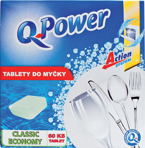Q-Power Classic economy tablety do umývačky 60 tabliet - Finish Quantum All in 1 teblety do umývačky riadu Lemon Sparkle 36 ks | Teta drogérie eshop