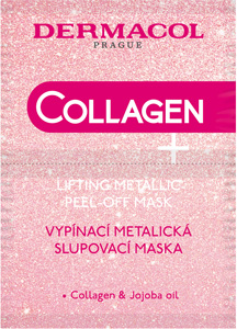 Dermacol vypínacia metalická zlupovacia pleťová maska Collagen+ 15 ml - Ellie Pure Green Upokojujúca gélová maska 2x8ml | Teta drogérie eshop